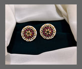 White Stone Stud Earring in Nakshi - NE0170